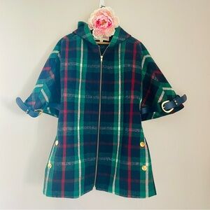 Anthropologie Madchen Constitutional Women Plaid Daily Cap Poncho Coat Jacket M